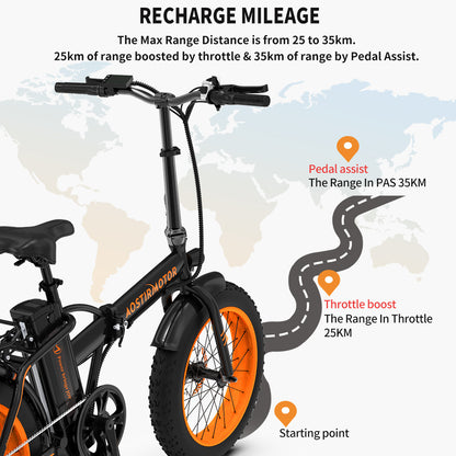 36V 500W Foldable Fat Tire E-Bike 20x4.0 Inch Commuter Bike ,13AH Lithium Battery, FR Disc Brake & 866 LCD Display