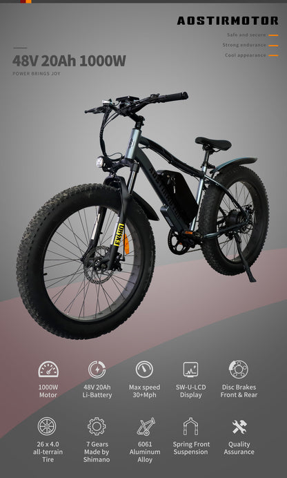 Foldable 20x4.0 Fat Tire E-Bike For Commuting - 500W Motor, 36V 13AH Battery, LCD Display & Dual Disc Brakes